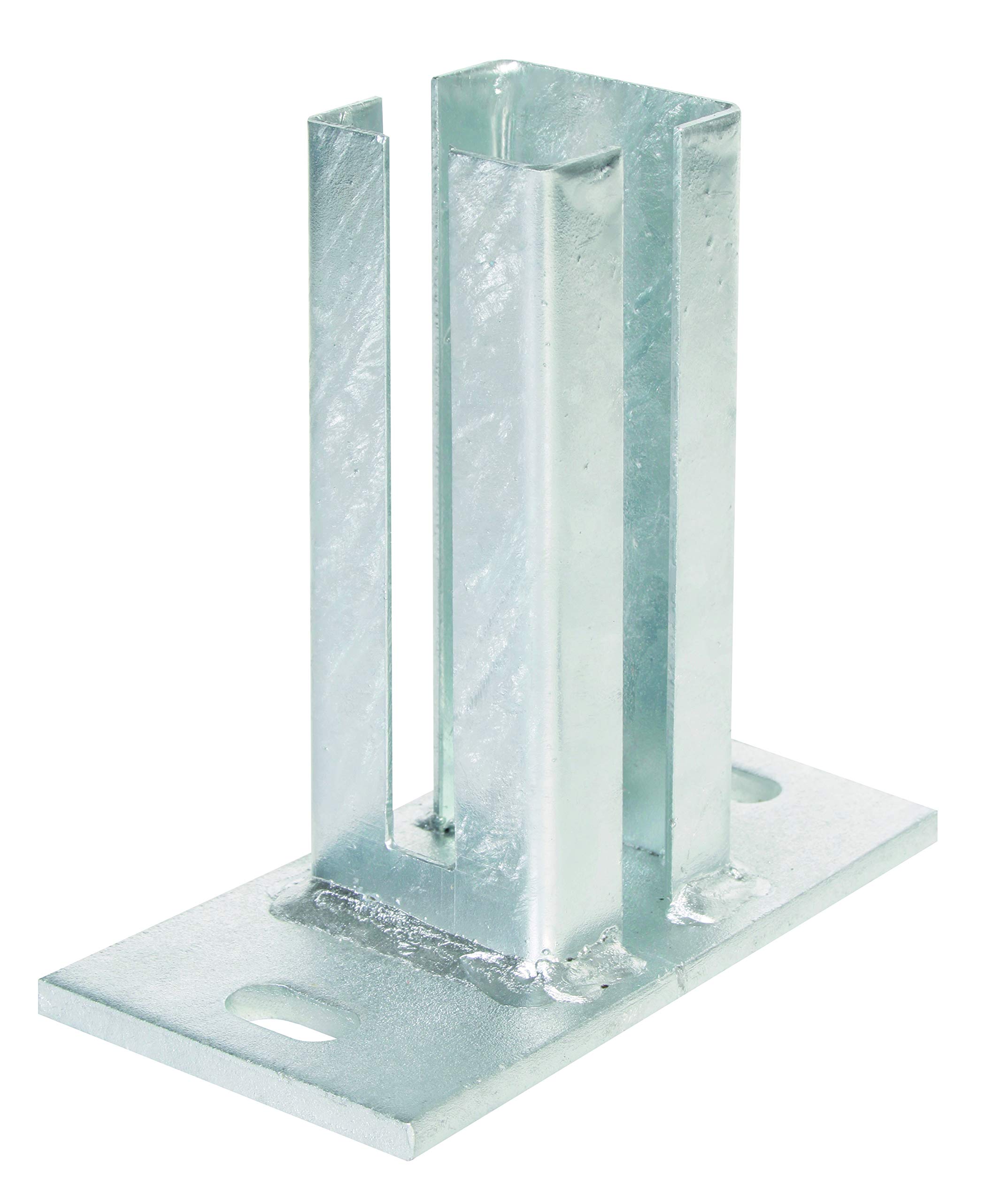 Alberts 685423 Post Holder for Corner Posts for Double Rod Panels | Screw-On | Hot-Dip Galvanised | Plate 150 x 80 mm | for Posts 55 x 55 mm