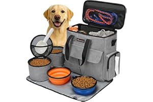 MODOKER Airline Approved Pet Travel Bag, Weekend Travel Set for Dogs and Cats, Organizer with Multi-Function Pockets, Grey