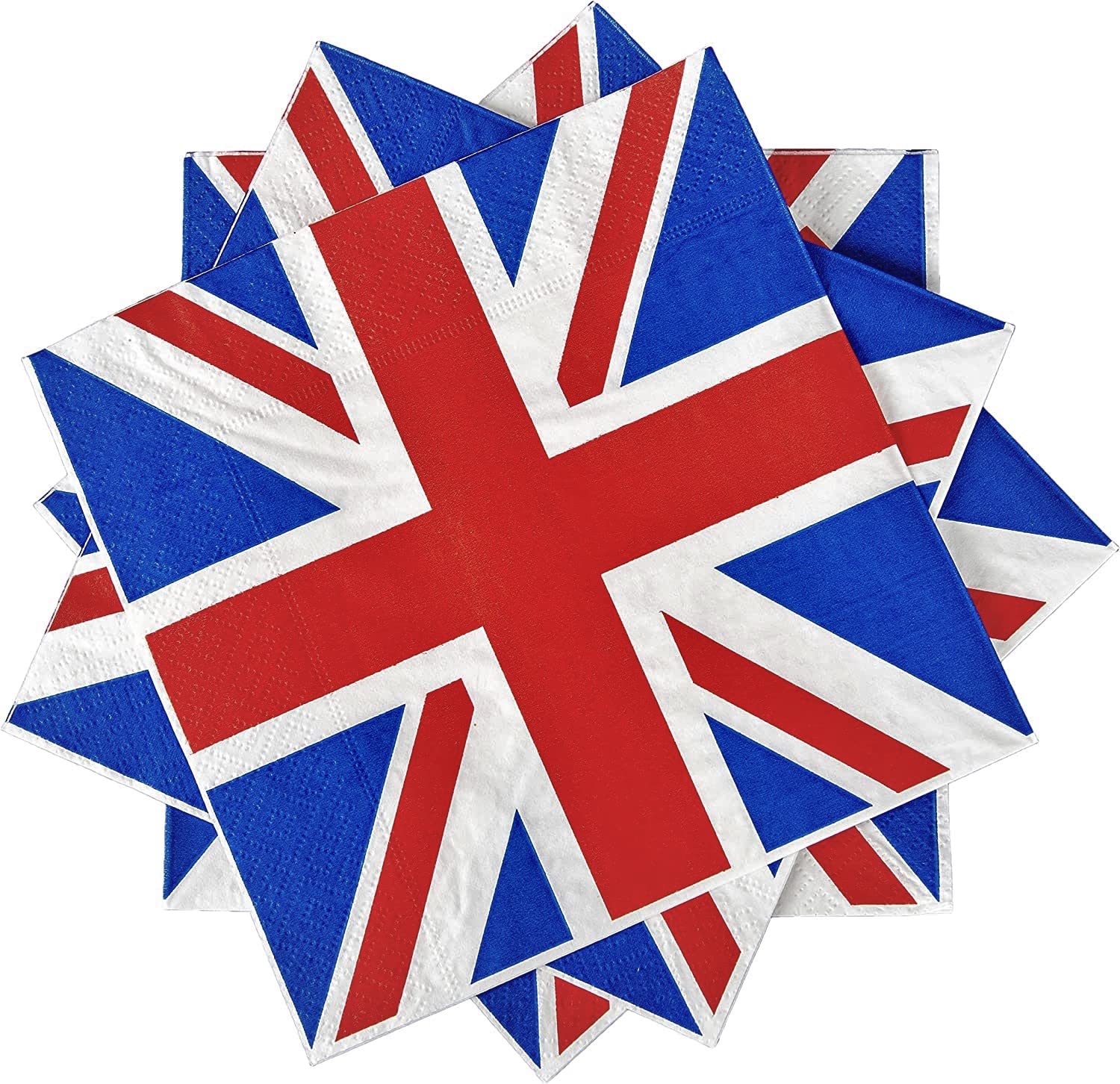 60pcs Union Jack Party Napkins Serviettes - VE Day 80th Anniversary Decorations - UK Flag Disposables -Tableware Party Supplies - Great Britain Street Events, 33x33cm