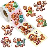 Ceiba Tree Gingerbread Man Stickers for Kids 300Pcs Christmas Make Your Own Gingerbread Man Sticker Happy Holidays Rolled Scene Stickers for Classroom Home School Party