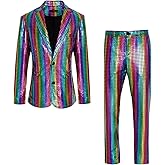 IWQBQ Men's 70s Outfit Disco Suit Shiny Party Outfit Sequin Costume