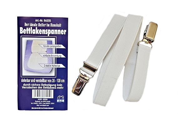 1x Bettlakenspanner, mit Metallclips, dehnbar, verstellbar von 35 bis 120cm