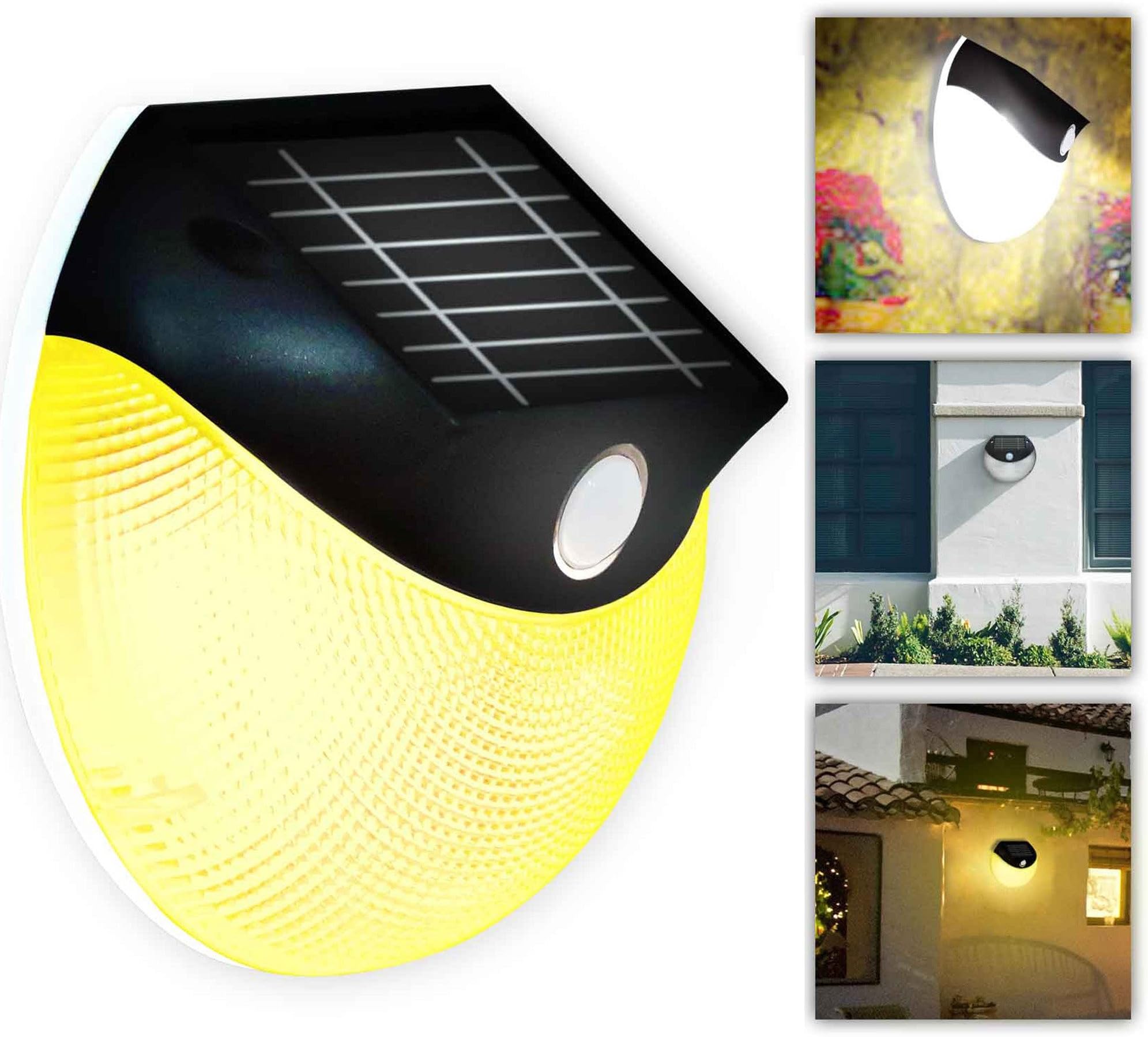 Solar Outdoor Wireless Security Motion Light Wall Hanging - Dual Color Dim Warm White & Bright Pure White Mode for Deck Garage Patio Lighting by SolarDuke