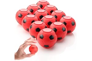 Entervending Fidget Spinners - 2 Inch Fidget Spinner Balls - 12 Pcs Fidget Spinner Pack - Red Soccer Fidget Spinners for Kids - Ball Spinner Fidget Toy - Hand Spinner for Kids Toy Gifts for Kids