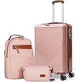 CONCEPTEN Luggage Sets 3 Piece, 20 Inch Carry On Suitcases With Spinner Wheels, Lightweight Travel Luggage With TSA Lock, ABS Hardshell Suitcase (Pink)