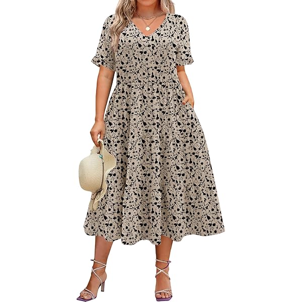 Womens Easter Dresses 2025 Casual Short Sleeve Crew Neck Midi Dress with  Pockets Funny Rabbit Egg Print Floral Dress Summer Trendy Oversized Flowy  Dress Beach Sundresses S at Amazon Women's Clothing store
