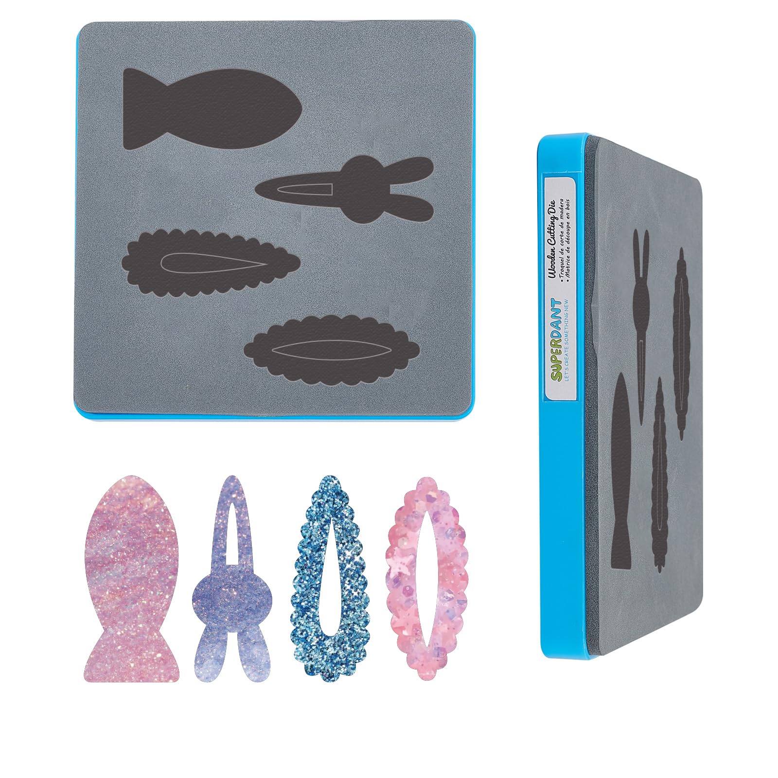 SUPERDANT Leather Rabbit Cutting Fish Wave Shaped Hairpin Making Wooden Die Cutting Machine Hairpin Dies Template Cutting Stencils for Cute Hairpin Making DIY Craft