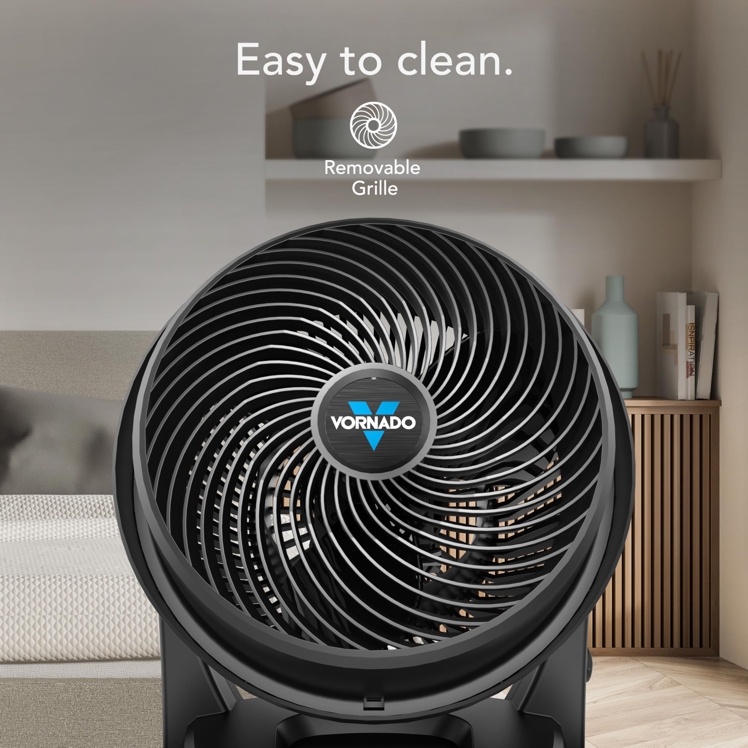Vornado 630 Mid-Size Whole Room Air Circulator Fan for Home, 3 Speed Settings, Adjustable Tilt, Removable Grill, 9 Inch, Powerful Airflow, Manual Control Dial, Quiet Fan for Bedroom, Black