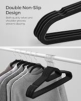 SONGMICS Velvet Hangers Set of 20 Non-Slip 360° Hook 0.6 cm Thick Black view 3
