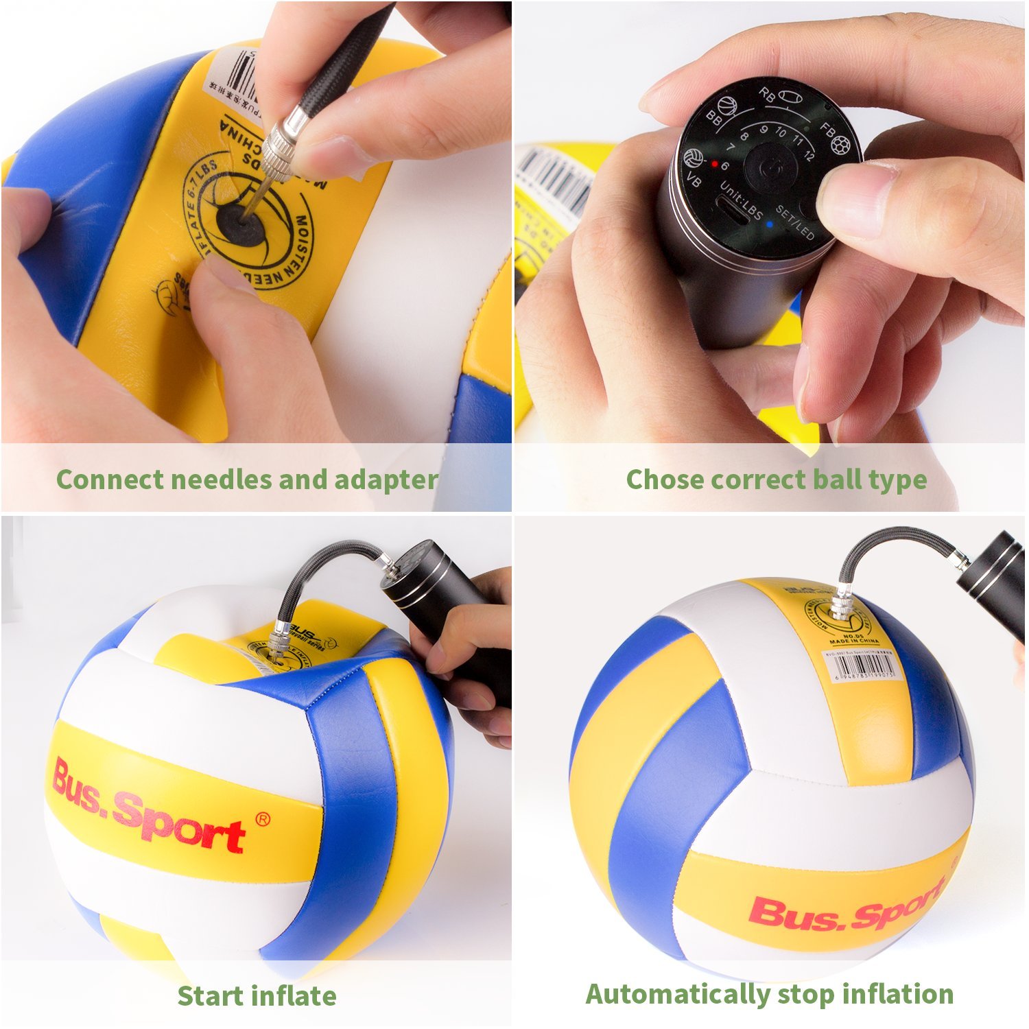 morpilot Portable Electric Air Pump Mini Pump Inflatable Pump with Needles, Suitable for Soccer, Basketball and Football, Volleyball and Swim ring