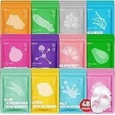 KONEUK 48 Pack Collagen Hydrating Face Masks Skincare for Women, Moisturizing & Soothing Face Mask for All Skin Types, Facial Masks Set Spa Gifts for Women, Bulk Sheet Face Mask for Skin Care