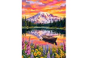 Snow Mountain Diamond Painting, 5D Lake Landscape Diamond Art Kits for Adults Beginners, DIY Boats Full Round Dots Drill Gem 