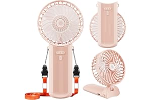 ISFOFO Mini Handheld Fan 1 Pack, Portable Fan 4 Speeds, Cooling Personal Hand Held Fans USB Rechargeable Battery Operated, 180° Foldable Travel Small Fan for Outdoor Beach Camping Office