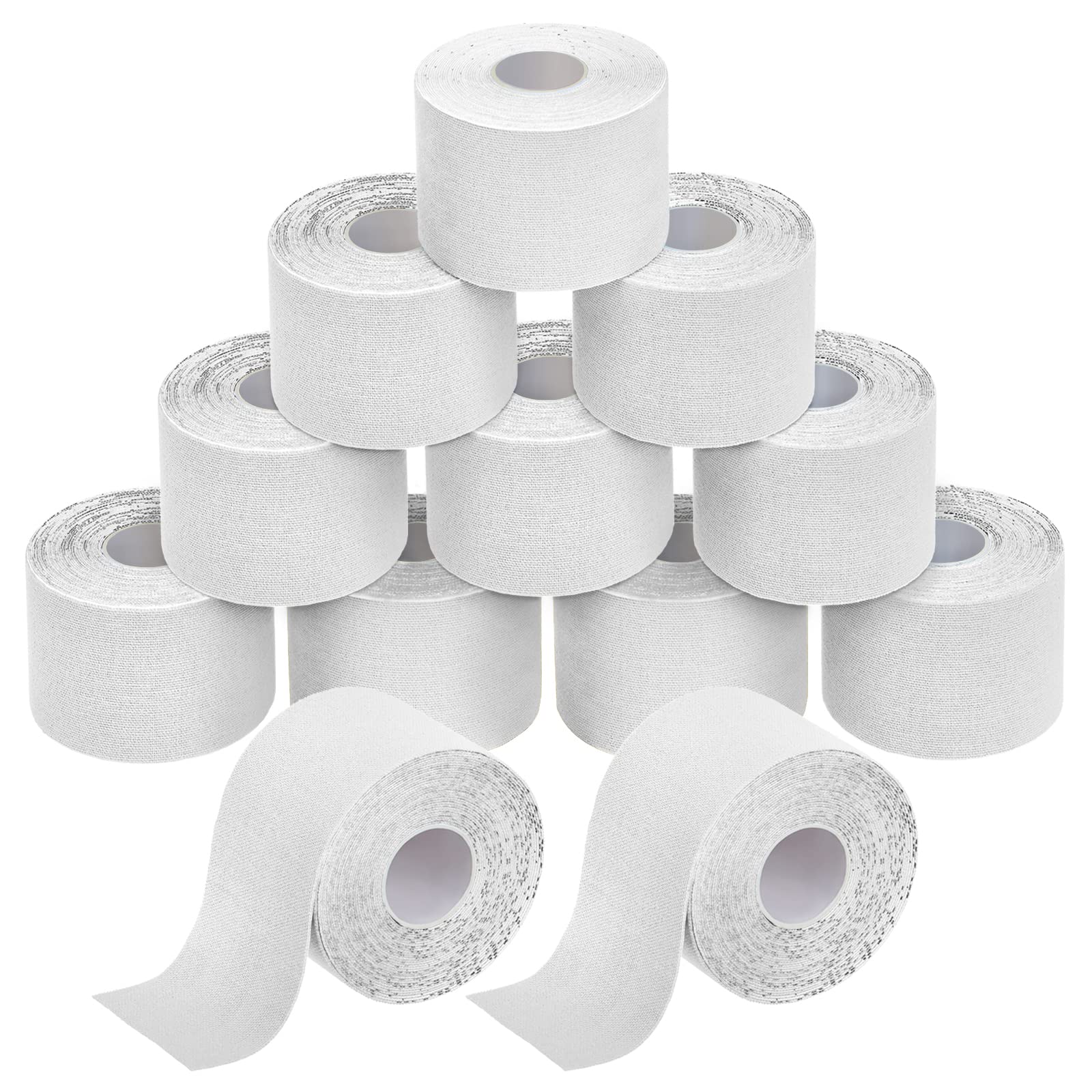 BB Sport 12 Rolls Kinesiology Tape 5 m x 5 cm Many Colors E-Book Application Examples Muscle Support Elastic Strapping Tape, Colour:White