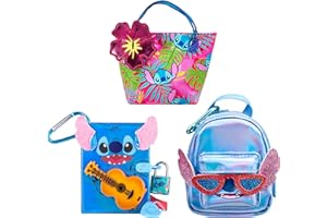 REAL LITTLES Disney Lilo & Stitch Fan Favorites 3 Pack, Includes Themed Micro Backpack, Handbag and Journal, with 15 Micro Surprises Inside