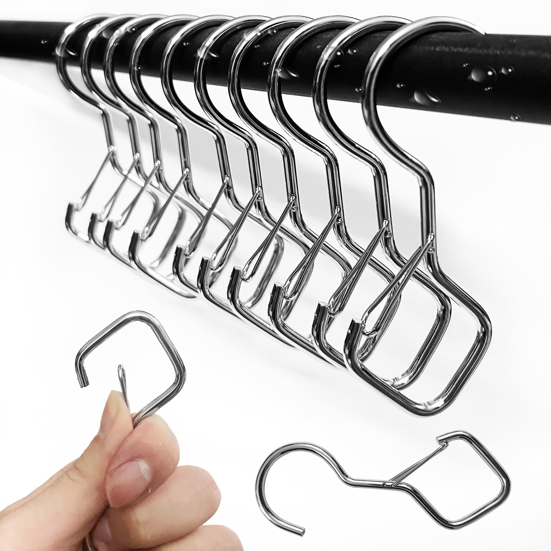 10 PCS S Shaped Hook, S Shaped Metal Hook, S Shaped Hooks Multifunction, S Hooks with Safety Buckle Design, for Hanging Plants, Lights, Kitchenware, Pots, Pans, Utensils, Clothes, Towels(Silvery)