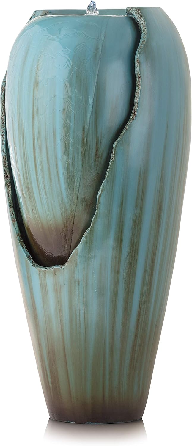 Alpine Corporation DIG100XS Water Jar Fountain w/LED Light, 32 Inch Tall, Turquoise : Indoor Fountains : Garden & Outdoor