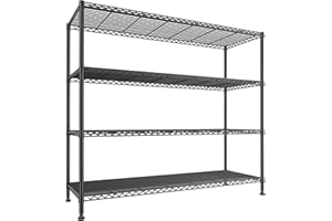 REIBII Storage Shelves 45.3''W Wire Shelving Unit 4 Tier Metal Shelves for Storage Rack Metal Shelving for Pantry Shelves Kitchen Steel Shelving, 45.3''W*63''H*17.7" D