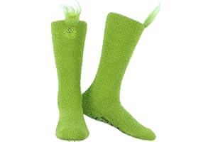 Dr. Seuss Women's The Grinch Always Naughty Cozy Fuzzy Anti-Slip Grip Knee-High Slipper Socks 1 Pair (OSFM)