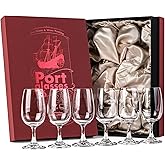 GLASSIQUE CADEAU Port and Dessert Wine, Sherry, Cordial, Aperitif Tasting Glasses | Set of 6 Small Crystal 7 oz Sippers | Mini Short Stem Nosing Taster Copitas