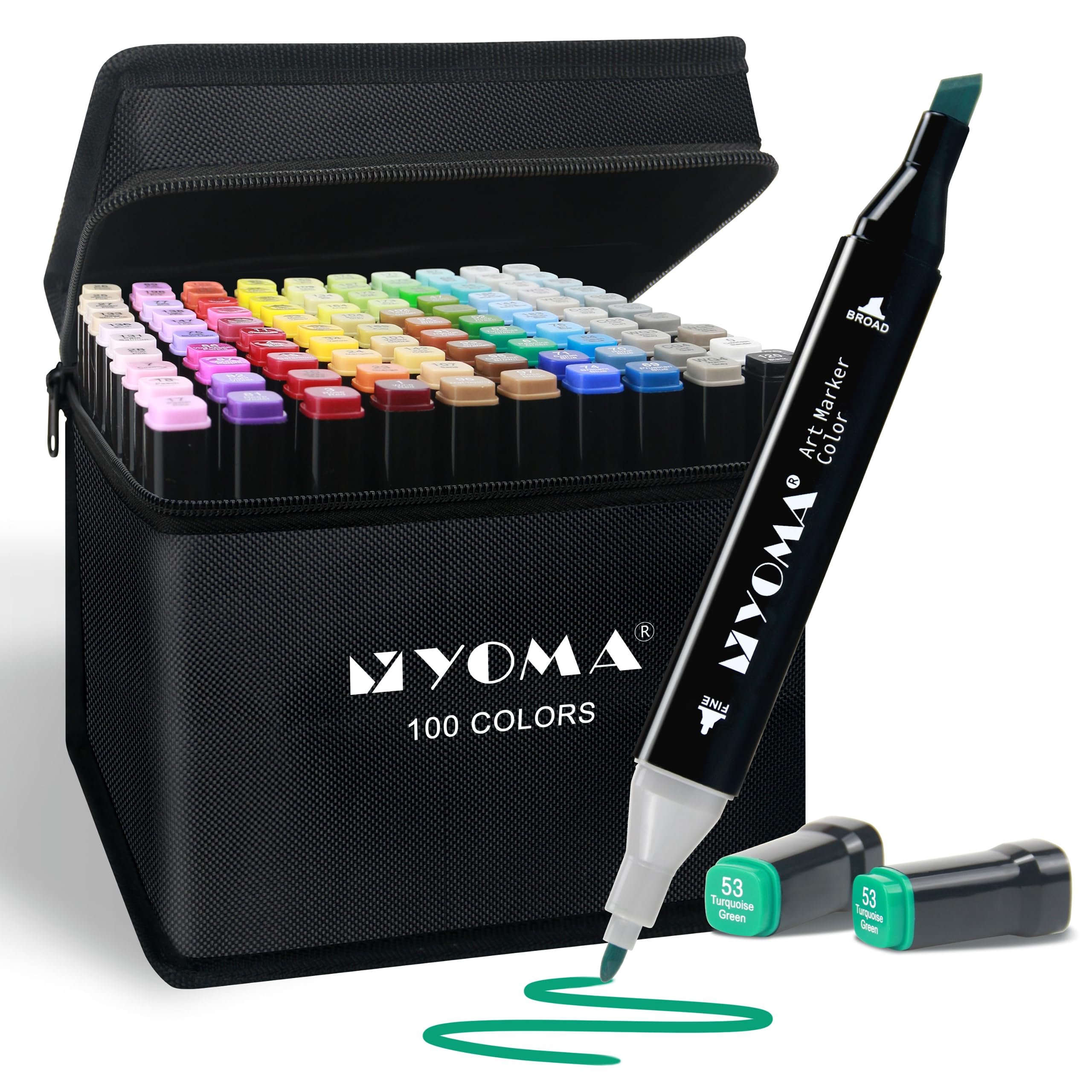 Y YOMA 100 Colors Alcohol Markers Dual Tip Markers