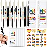 Spakon 30 Sets LGBT Gay Pride Day Gifts Bulk Rainbow Enamel Lapel Pins Love is Love Ballpoint Pen with Rainbow Bookmarks for Parades, Gay Pride Month Festival Party Favors