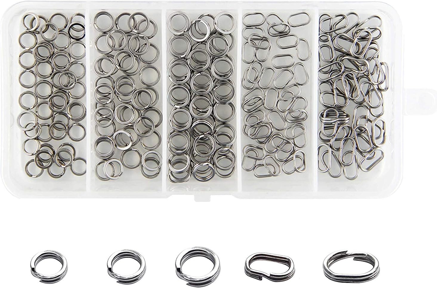 Shaddock Fishing 150pack/box Double Split Rings High Strength Heavy Duty Stainless Steel Fishing Split Ring Kit Fishing Lures Tackle Set-20lb to 80lb Test