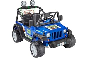 MATTEL Power Wheels Ride-On Toy Gameday Jeep Wrangler Battery-Powered Vehicle with Sounds, Sports Net & 3 Balls, Preschool Kids Ages 3+ Years