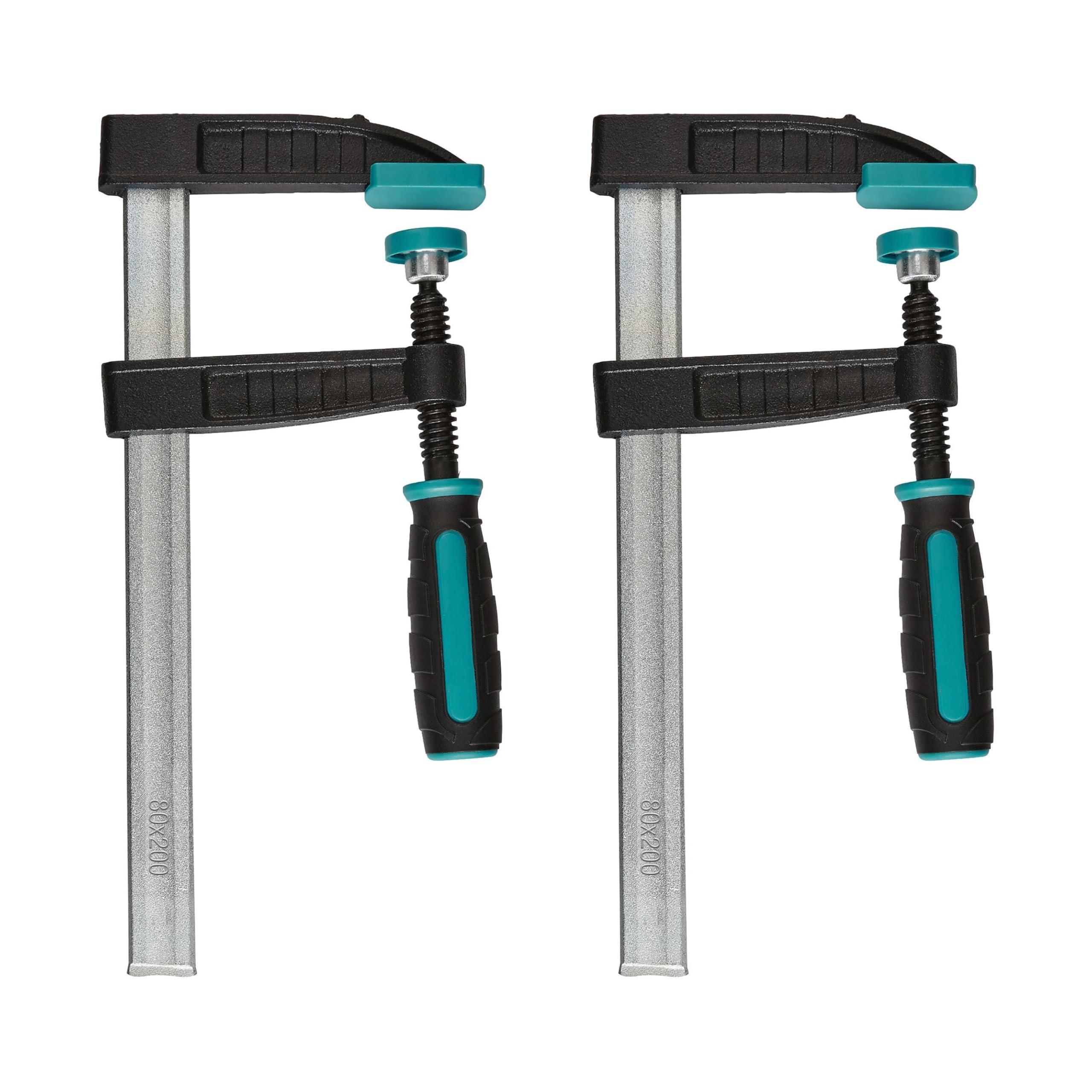wolfcraft 2 Screw Clamps, 200 mm I 8646000 I for a Variety of Clamping Applications – Ideal for DIY Projects