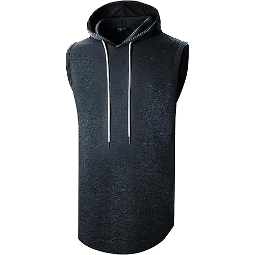GIVON Mens Hipster Simple Longline Lightweight Pullover Long Sleeve Hooded Shirt