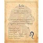 Leo - The Lion - Zodiac Sign Spiritual Wall Art Print. Inspirational Constellation Wall Art. Horoscope's Primary Elements. Ideal For Home Decor, Office Decor & Bedroom Decor. Unframed - 8x10