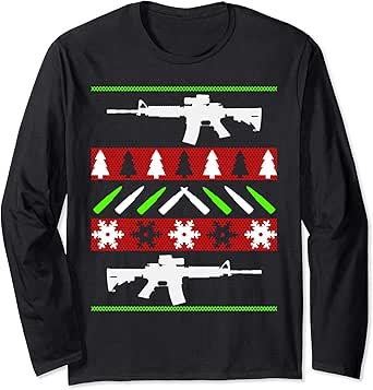 Amazon.com: AR-15 Rifle Ugly Christmas Sweater - Funny Gun Long Sleeve ...