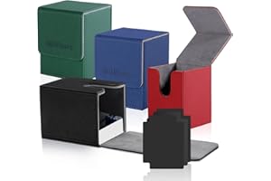 Mlikero 4 Pack Card Deck Box Large Size Fit for 100+Single Sleeved Cards with 4 Dividers, Trading Commander Deck Box Compatible with Mtg Card Deck,Premium Leather Deck Box for Trading Cards