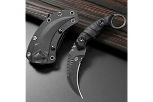 Gtkii GTK691 Fixed Blade Knife D2 Steel Blade Nylon Fiberglass Handle with Kydex Sheath for Outdoor Camping Hunting Hiking Survival EDC Tool(Black)