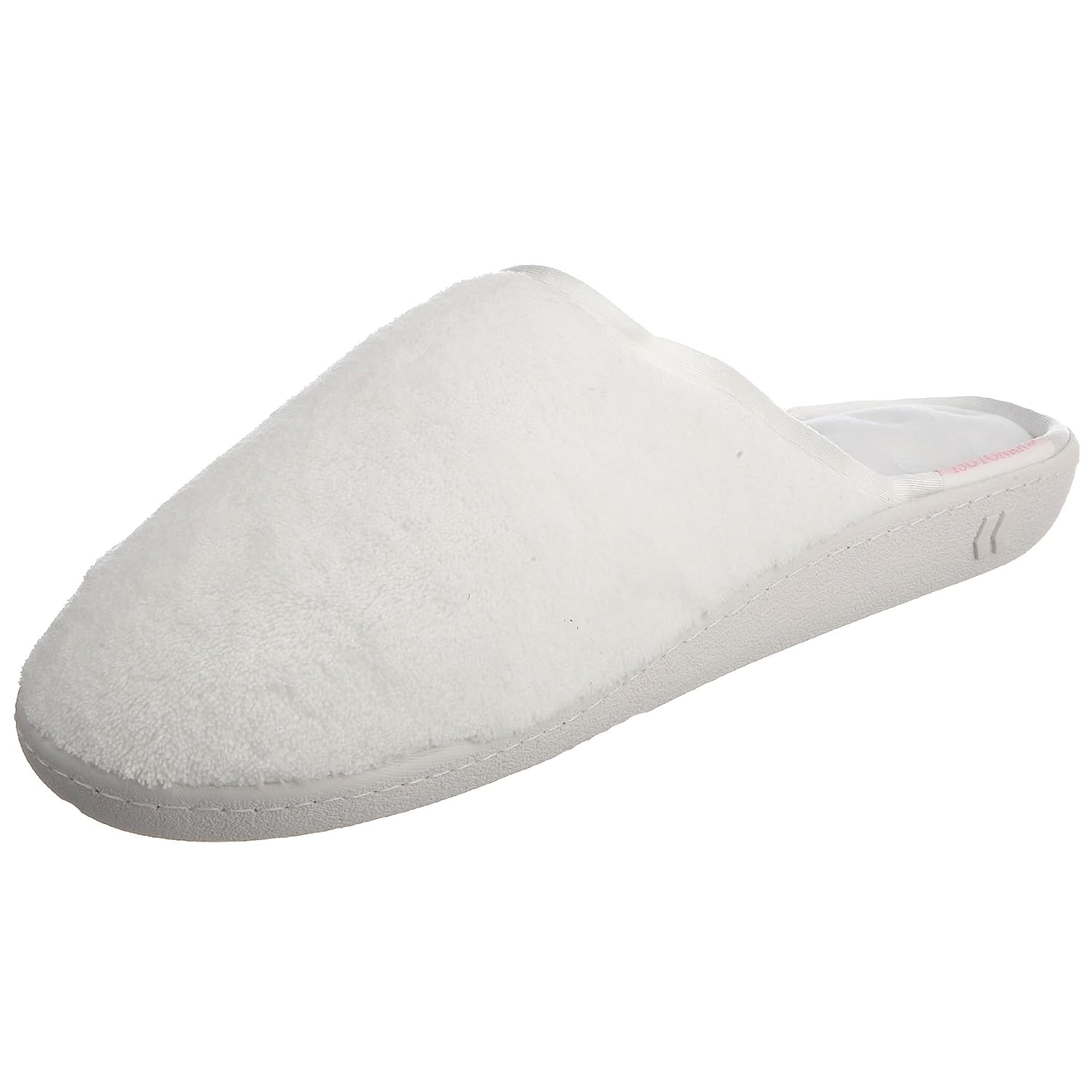 Isotoner Women's Terry Secret Sole W/Velour Inner Slipper White