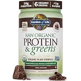 Garden of Life Raw Organic Protein &amp; Greens Powder, Chocolate, 20 Servings | Vegan Protein Powder for Women and Men, Plant &amp; Pea Protein, Greens &amp; Probiotics, Gluten Free, Low Carb, Made Without Dairy