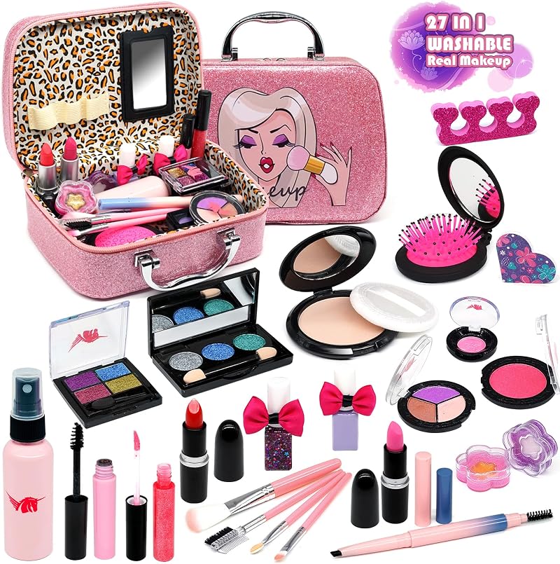 EVACOK Kids Makeup Set Unicorn Washable Toy for Girls 3-12