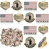 Aurelema 100 Pcs Veteran Day label Pins Bulk Military Lapel Pin Veteran Gifts Flag Hat Pins for US Veterans Day (Veteran)