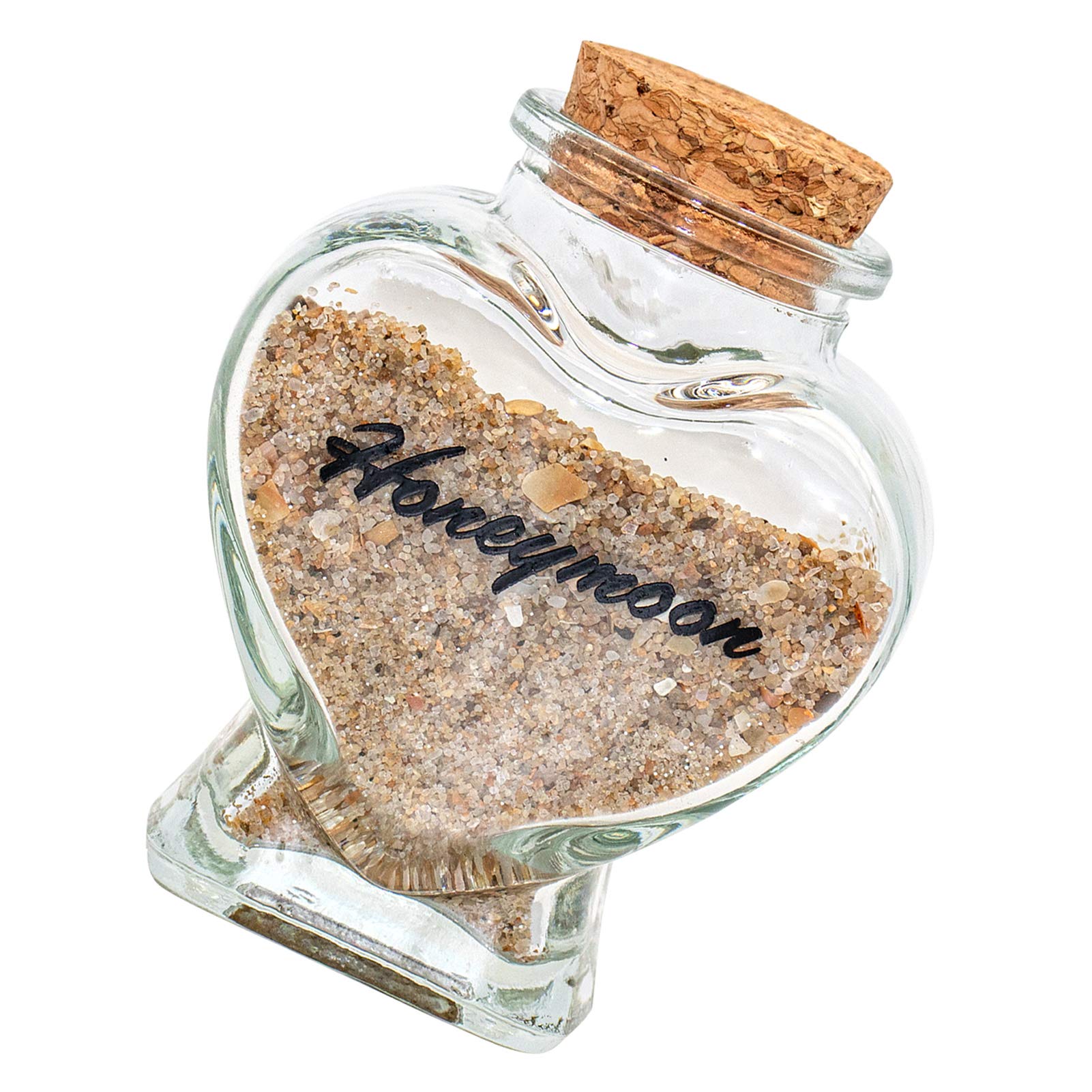 Honeymoon Sand Keepsake Jar - Bridal Shower, Wedding, Engagement, Honeymoon, Travel Gifts for Bride or Newlywed Couple,Fiance.(with gift box) … (Heart - shaped glass bottle)