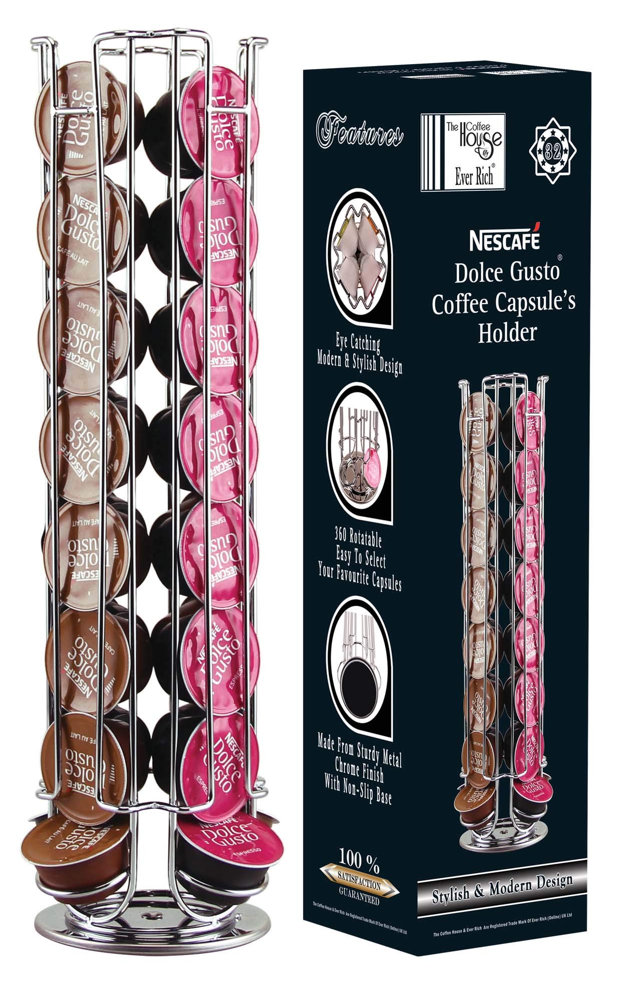 EVER RICH ® Coffee POD Rotating Holder Compatible with Dolce Gusto Coffee PODS (32 Capsule Capacity)