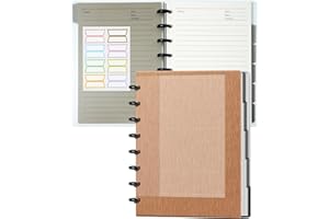 Yoment Discbound Notebook Customizable Spiral Journal Refillable 5 Subject Notebook with Removable Pages 120 Wide Ruled Disc Planner with 6 Binder Dividers & 16 Tabs for Work Meeting School