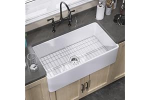 ZUAGCO White Farmhouse Sink 33 X20 inch Fireclay Apron Front Farm House Undermount Kitchen Sink Single Bowl Farmer Style Extra Wide Large Capacity Kitchen Basin with Accessories