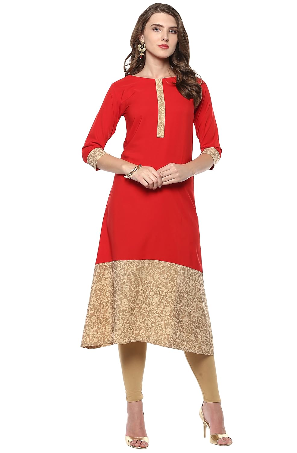 janasya women's crepe a-line kurta
