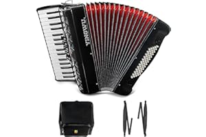 TIANCHUNYUE Accordion 34 keys 60 bass keys Lightweight instrument for beginners Adult with backpack Ergonomic strap Easy to play instrument (black)