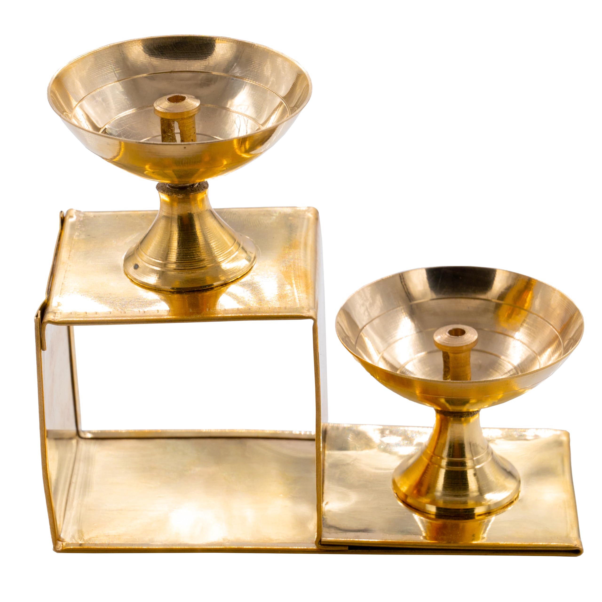 Traditional Brass Step Diya for Puja Essential Pooja Article for Aarti Arti Deepak Deepam for Home Temple Décor Accessory Gifts (Step Diya)