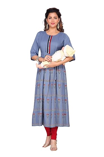 Women's Rayon Maternity/Nursing/Easy Feeding/Breastfeeding/Kurti/Straight Kurta/Dress/with Zippers For PRE and Post Pregnancy