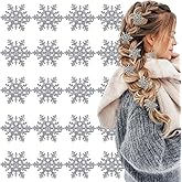 20Pcs Sparkly Snowflake Hair Clip Christmas Silver Snowflake Hair Barrettes Alligator Clips Shinny Princess Hairpins Hair Accessories for Women Winter Xmas Holiday Hair Decoration