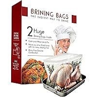 Turkey Brining Bags Set of 2 - Extra Large Holds up to 38lb - 25.5 x 21.5 inches - Heavy Duty with Gusseted Bottom - Double T
