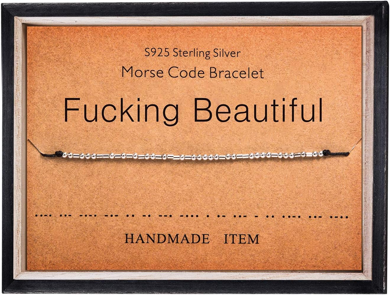 Morse Code Bracelet for Women Sterling Silver Beads on Silk Cord Secret Message Fuck Friendship Inspirational Encouragement Bracelet Gift for Her