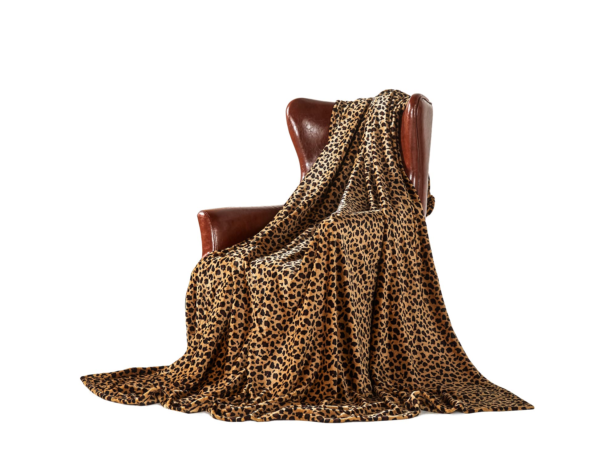 DREAMLANDING Fleece Throws For Sofa Bed Chair Soft Colorful Oversized, Decorative Ultra-Plush Throw Blanket (150x230cm, Cheetah)
